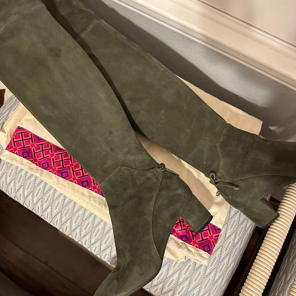 Tory Burch Over the Knee Boots - Olive Green - Gently Worn - Size 6.5 - Picture 6 of 6
